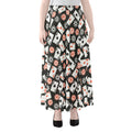 Casino Chip And Card Pattern Print Chiffon Maxi Skirt