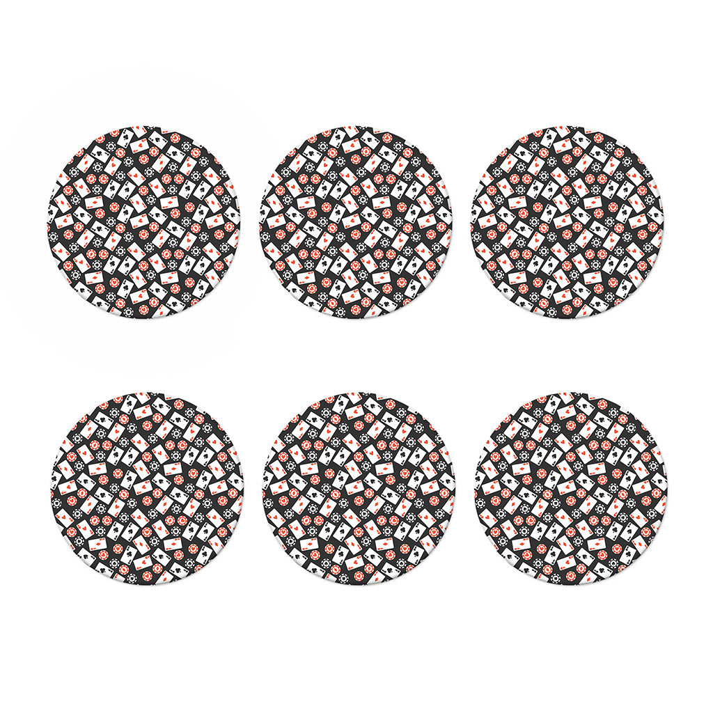 Casino Chip And Card Pattern Print Coaster Set
