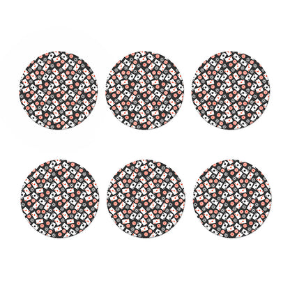 Casino Chip And Card Pattern Print Coaster Set