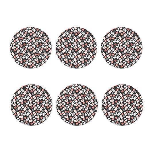 Casino Chip And Card Pattern Print Coaster Set