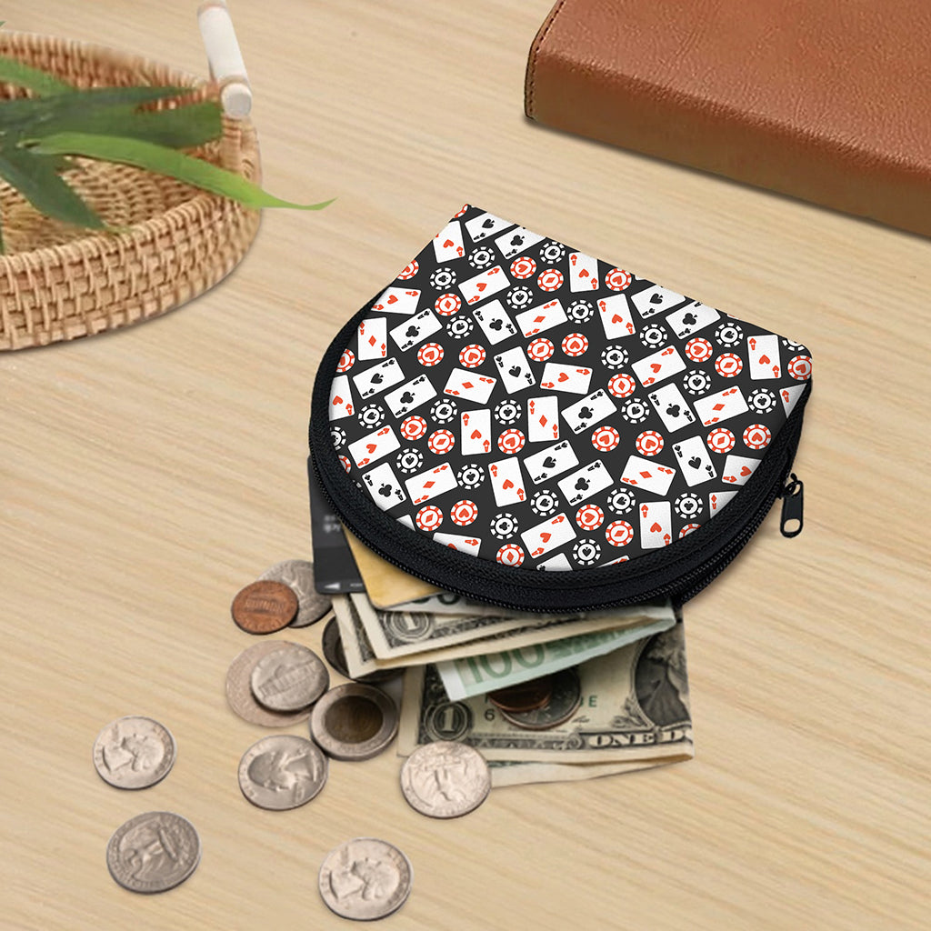 Casino Chip And Card Pattern Print Coin Purse