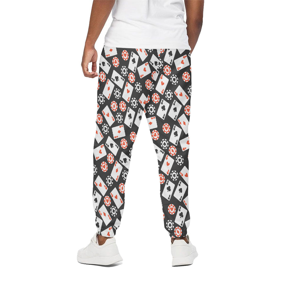 Casino Chip And Card Pattern Print Cotton Pants