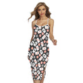 Casino Chip And Card Pattern Print Cross Back Cami Dress