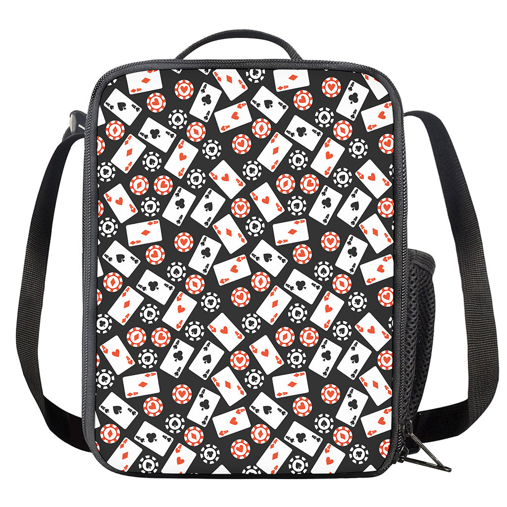 Casino Chip And Card Pattern Print Crossbody Lunch Bag
