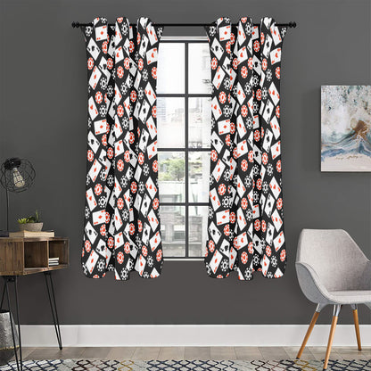 Casino Chip And Card Pattern Print Curtain