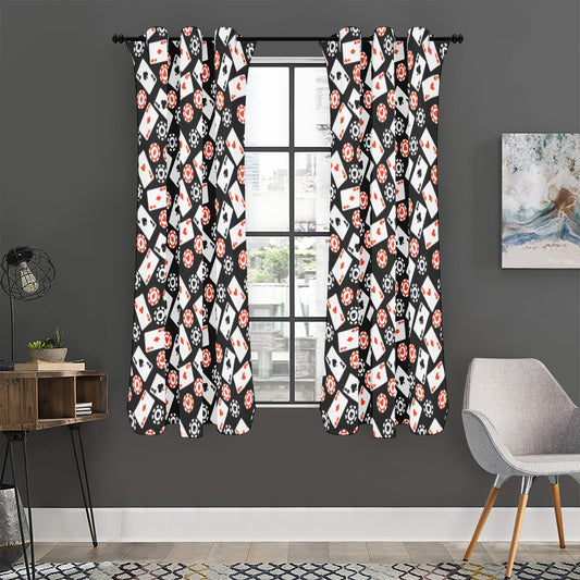Casino Chip And Card Pattern Print Curtain