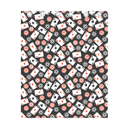 Casino Chip And Card Pattern Print Curtain