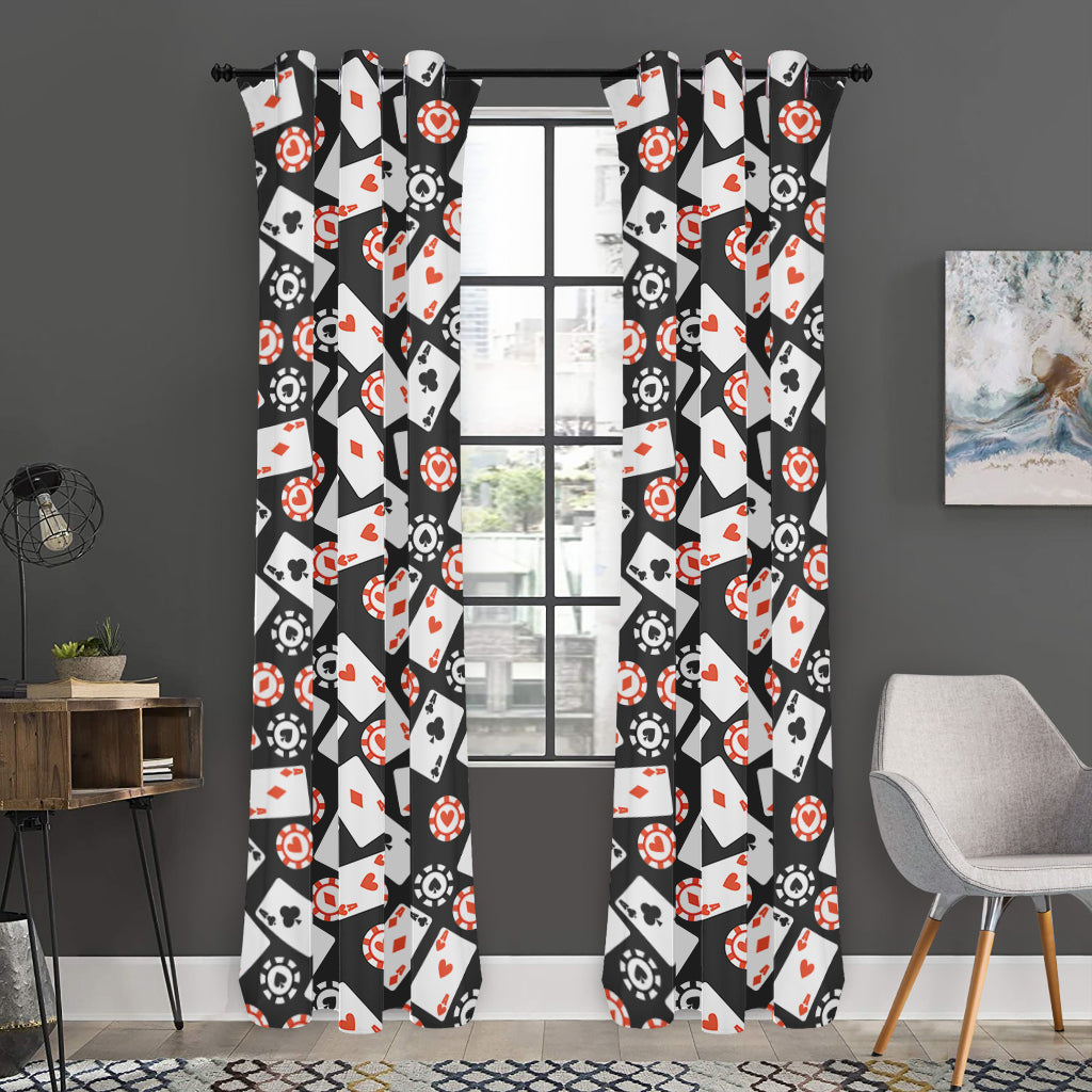 Casino Chip And Card Pattern Print Curtain