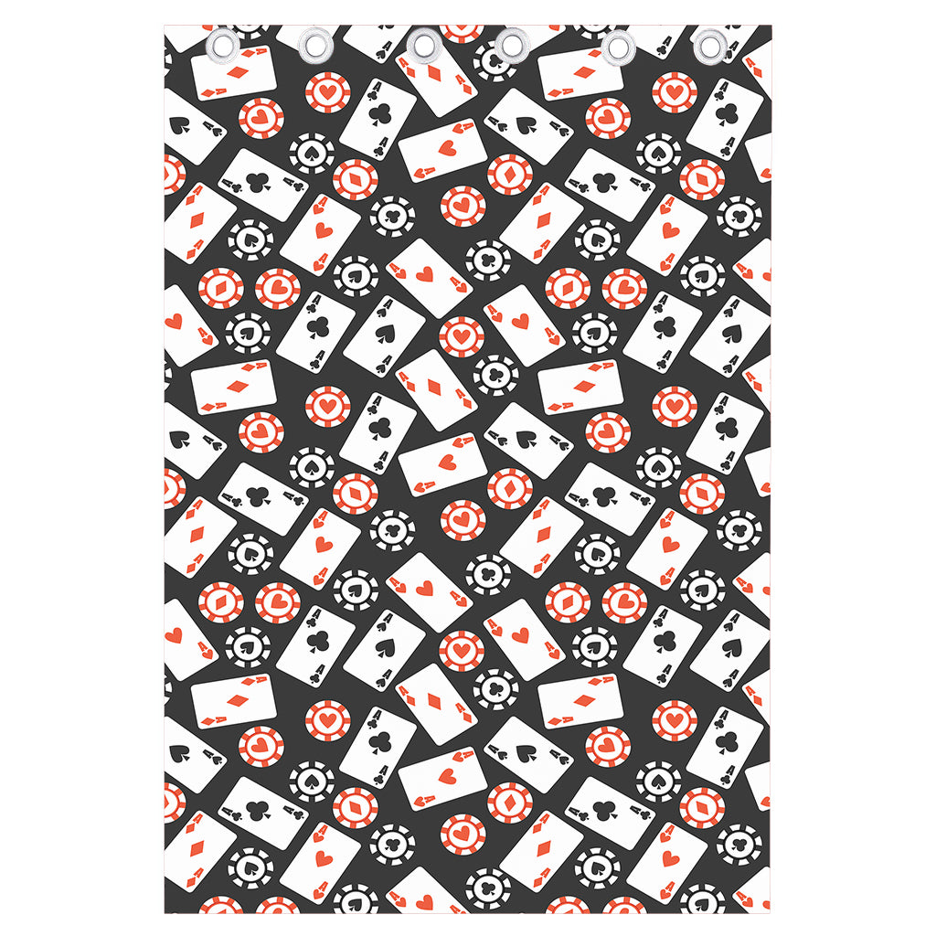Casino Chip And Card Pattern Print Curtain
