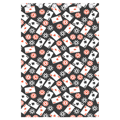 Casino Chip And Card Pattern Print Curtain