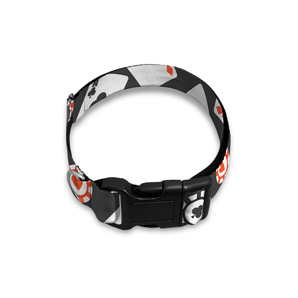 Casino Chip And Card Pattern Print Dog Collar
