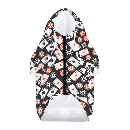 Casino Chip And Card Pattern Print Dog Zip Up Hoodie