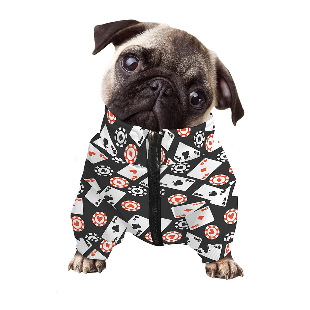 Casino Chip And Card Pattern Print Dog Zip Up Jacket