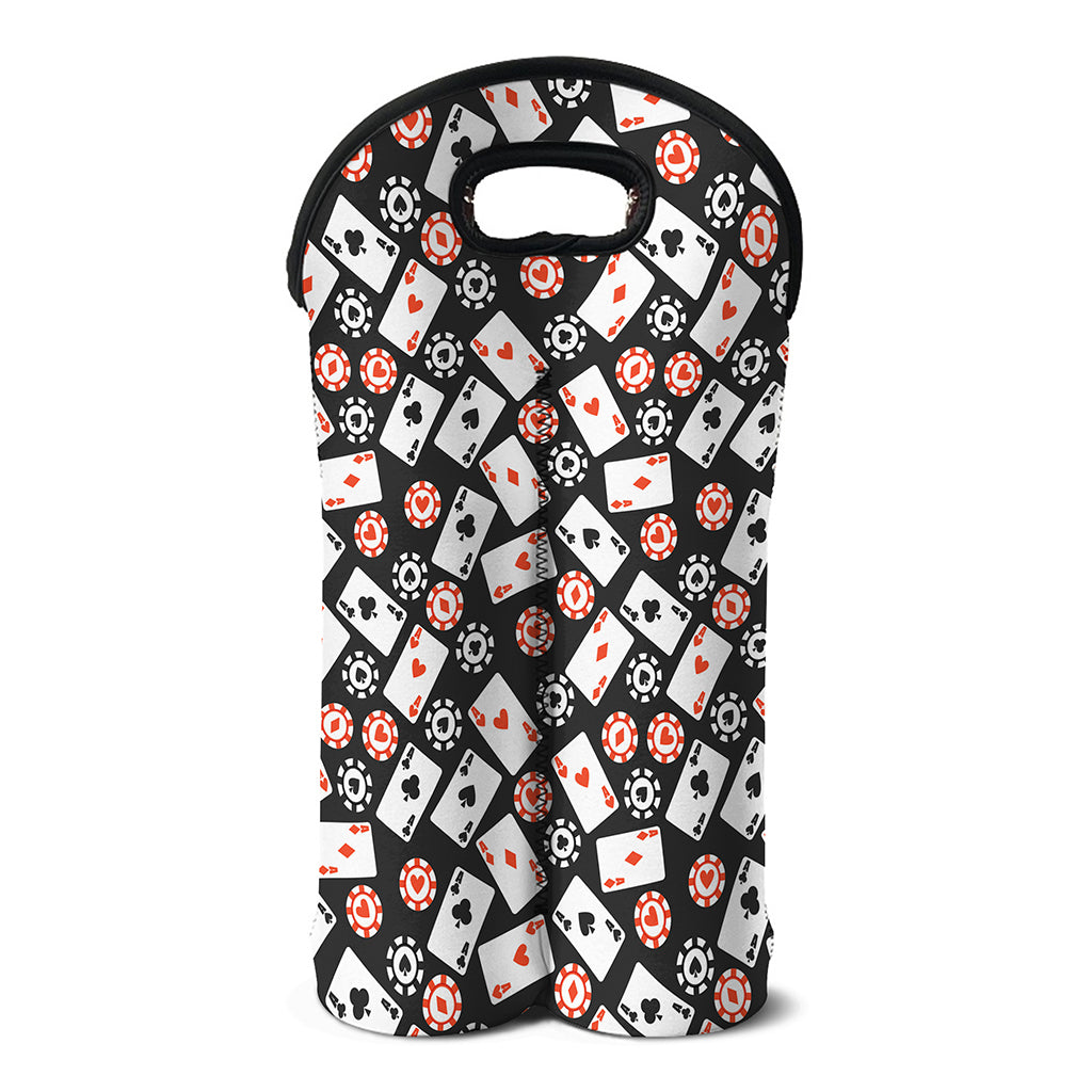 Casino Chip And Card Pattern Print Double Neoprene Wine Tote