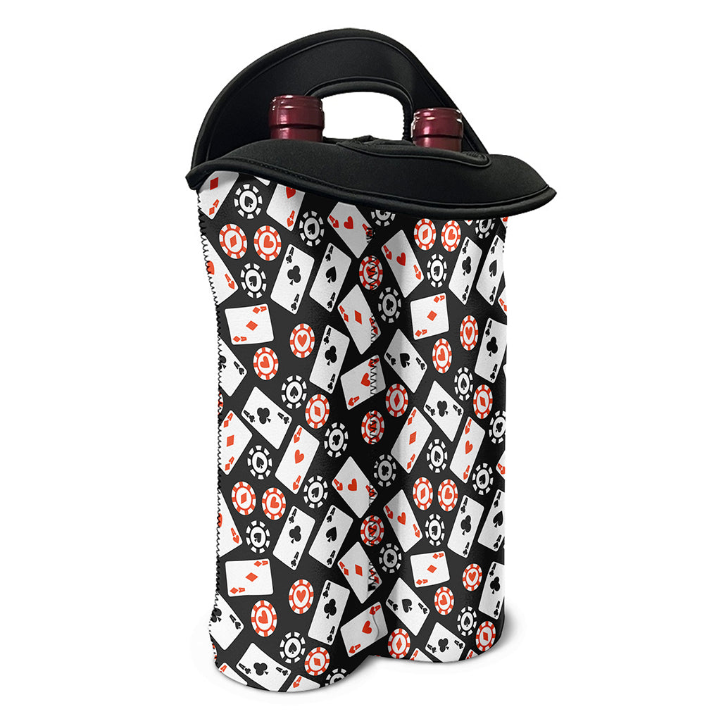 Casino Chip And Card Pattern Print Double Neoprene Wine Tote