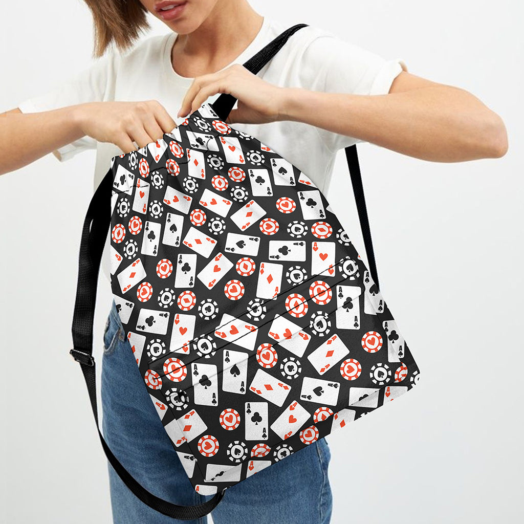 Casino Chip And Card Pattern Print Drawstring Backpack