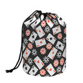 Casino Chip And Card Pattern Print Drawstring Makeup Bag