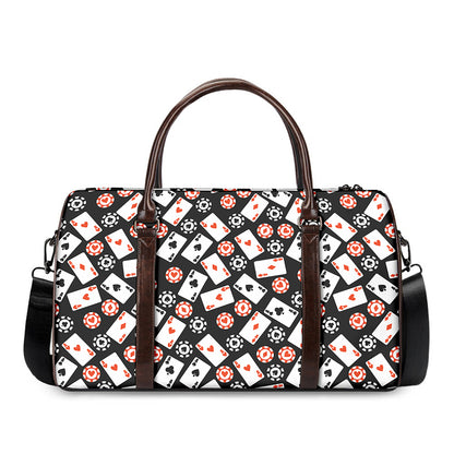 Casino Chip And Card Pattern Print Duffle Bag
