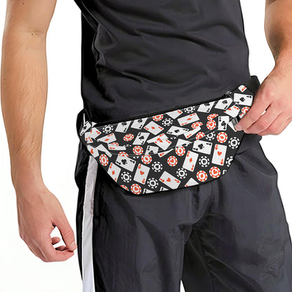 Casino Chip And Card Pattern Print Fanny Pack
