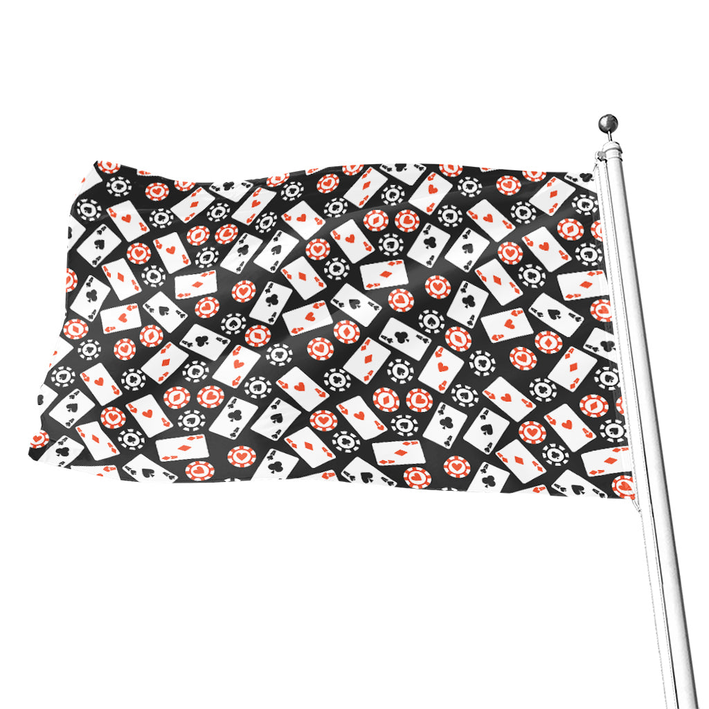 Casino Chip And Card Pattern Print Flag