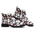 Casino Chip And Card Pattern Print Flat Ankle Boots