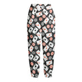Casino Chip And Card Pattern Print Fleece Lined Knit Pants