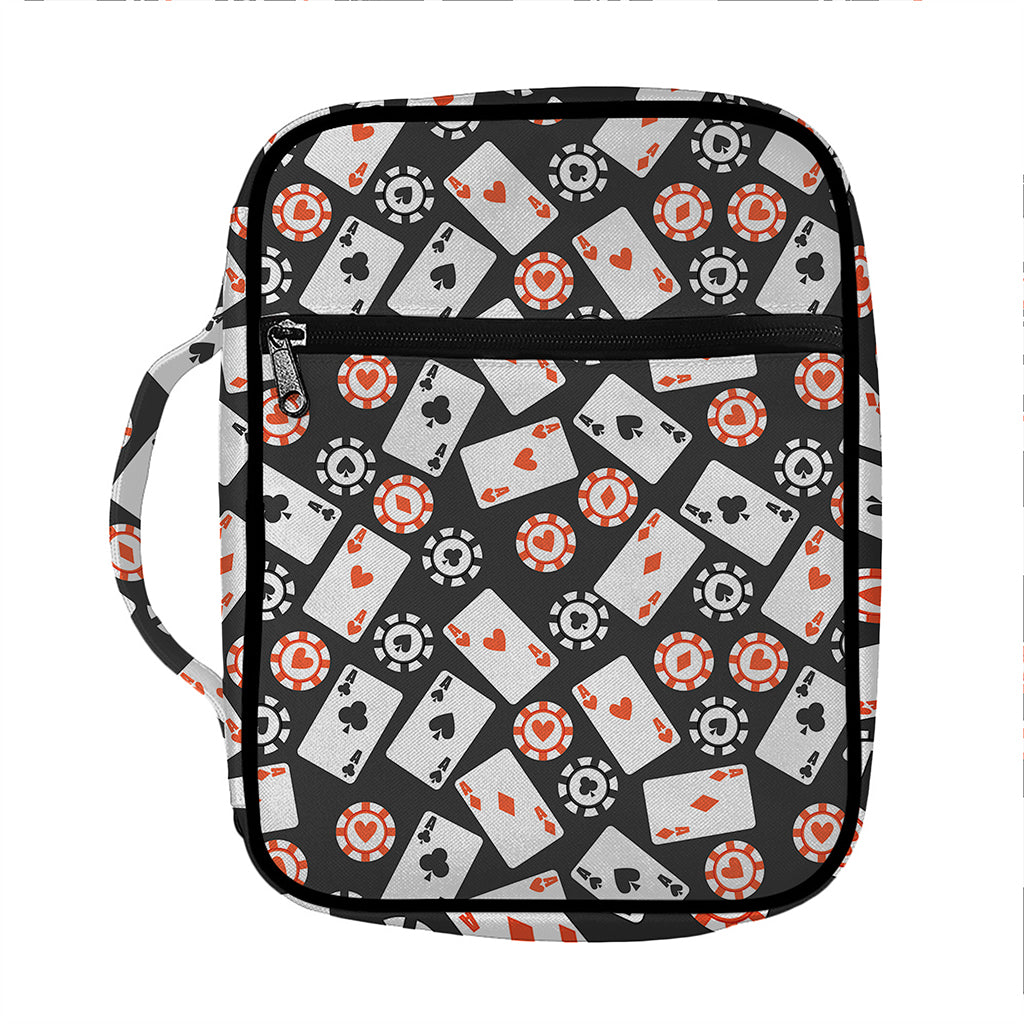 Casino Chip And Card Pattern Print Front Pocket Bible Bag