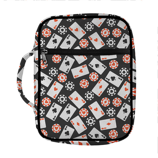 Casino Chip And Card Pattern Print Front Pocket Bible Bag