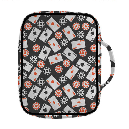 Casino Chip And Card Pattern Print Front Pocket Bible Bag