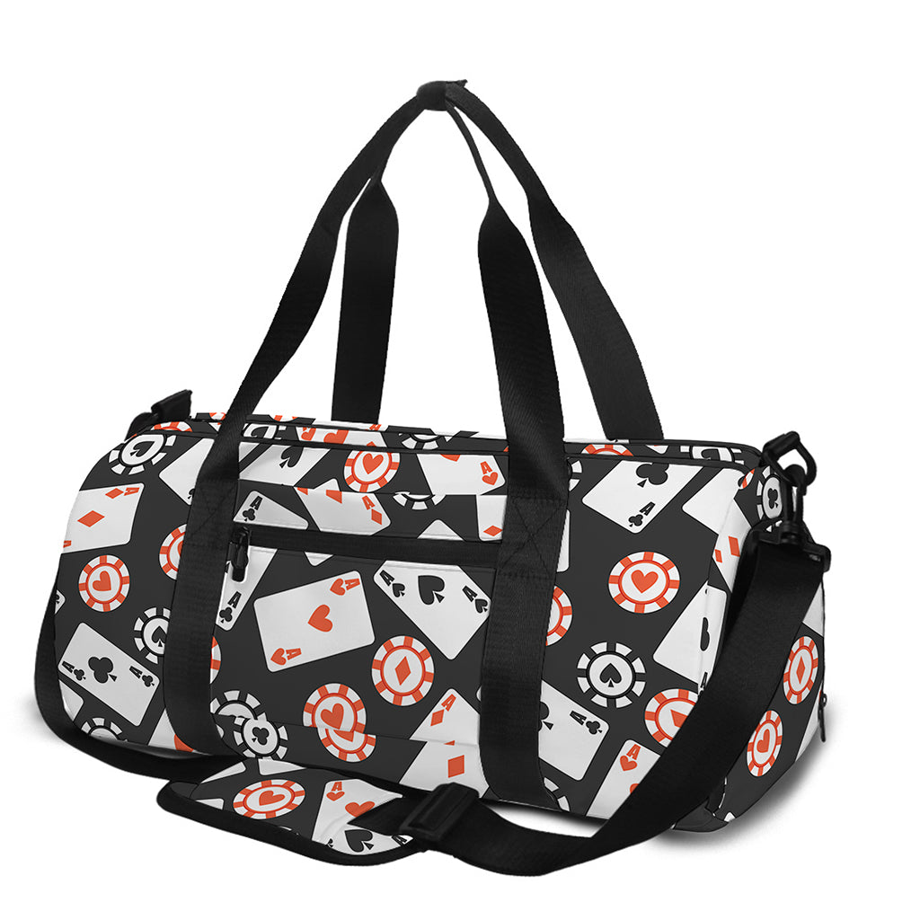 Casino Chip And Card Pattern Print Gym Bag