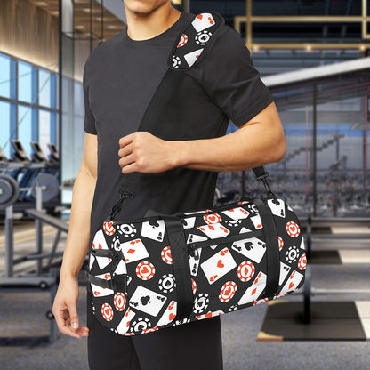 Casino Chip And Card Pattern Print Gym Bag