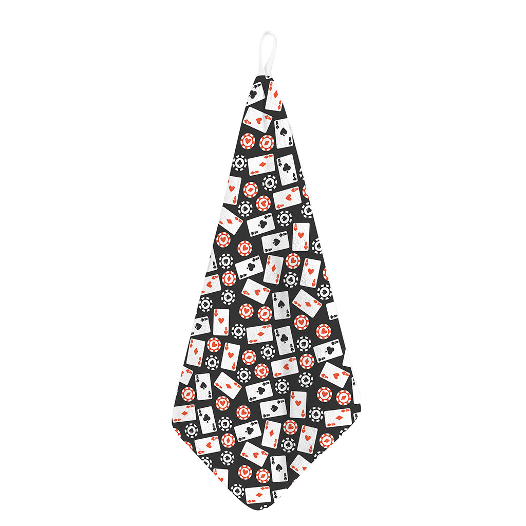 Casino Chip And Card Pattern Print Hand Towel