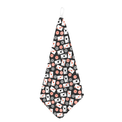 Casino Chip And Card Pattern Print Hand Towel
