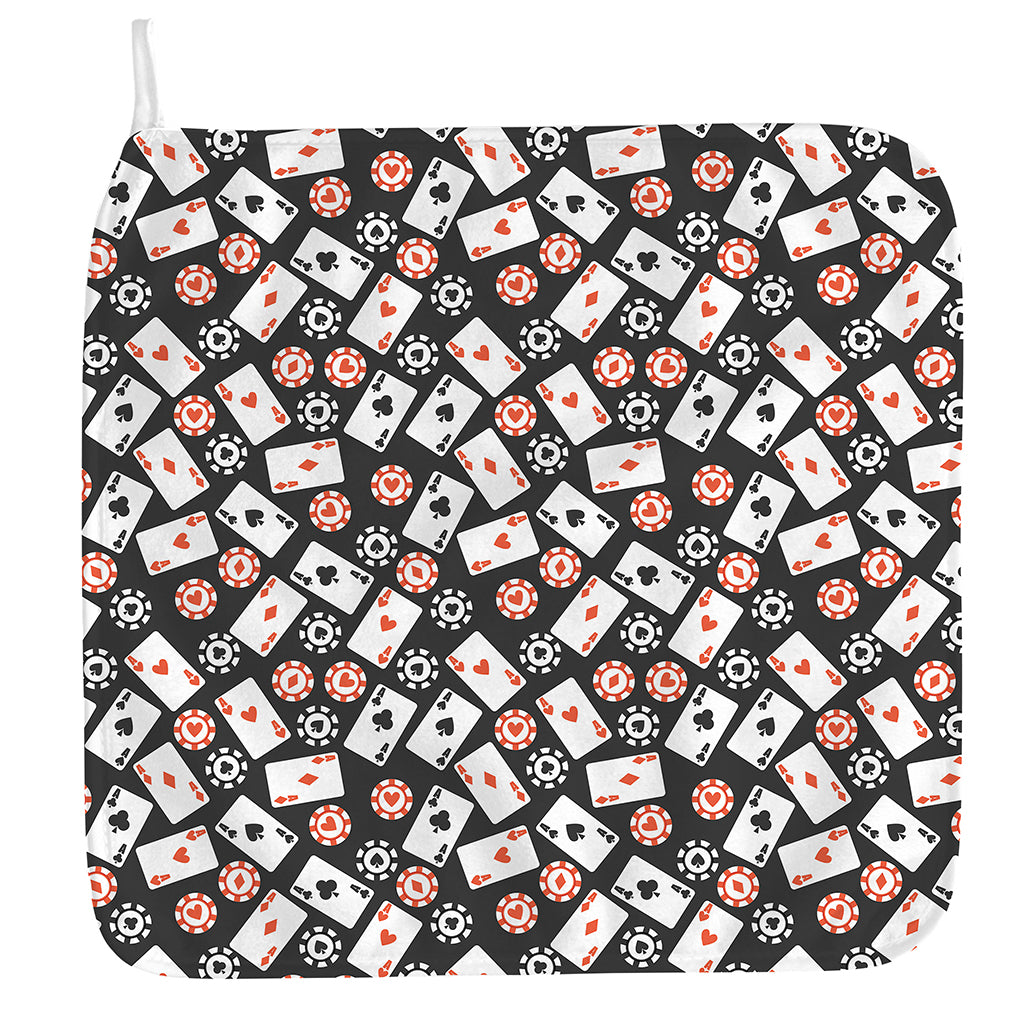 Casino Chip And Card Pattern Print Hand Towel