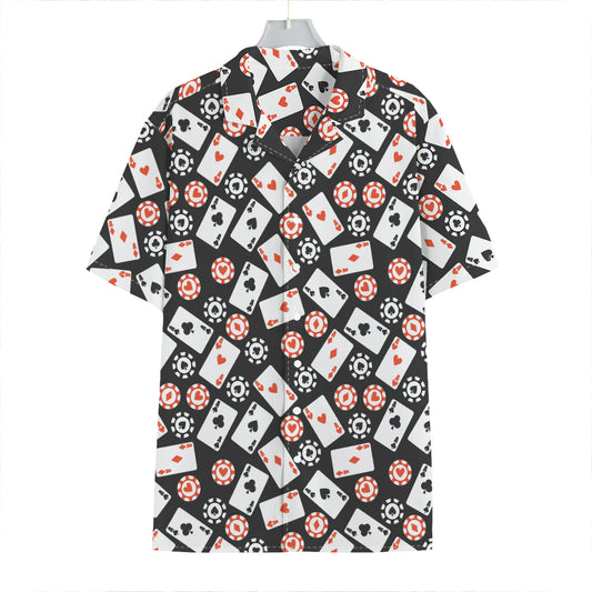 Casino Chip And Card Pattern Print Hawaiian Shirt