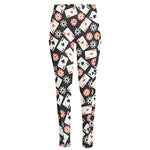 Casino Chip And Card Pattern Print High-Waisted Pocket Leggings