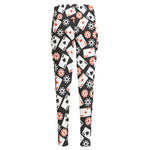 Casino Chip And Card Pattern Print High-Waisted Pocket Leggings
