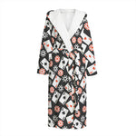 Casino Chip And Card Pattern Print Hooded Bathrobe
