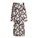 Casino Chip And Card Pattern Print Hooded Bathrobe