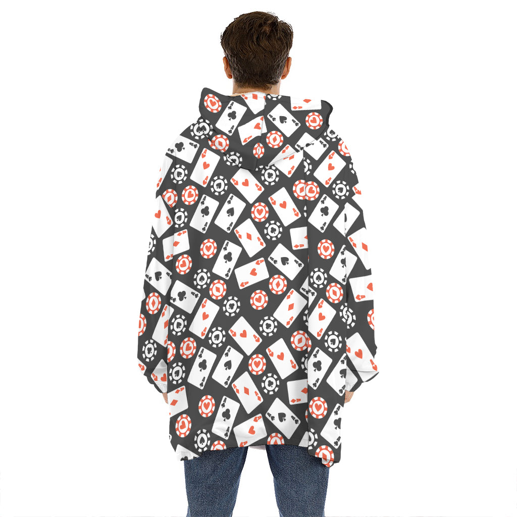 Casino Chip And Card Pattern Print Hoodie Blanket