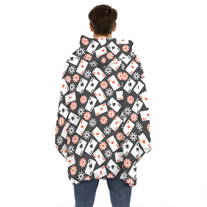 Casino Chip And Card Pattern Print Hoodie Blanket