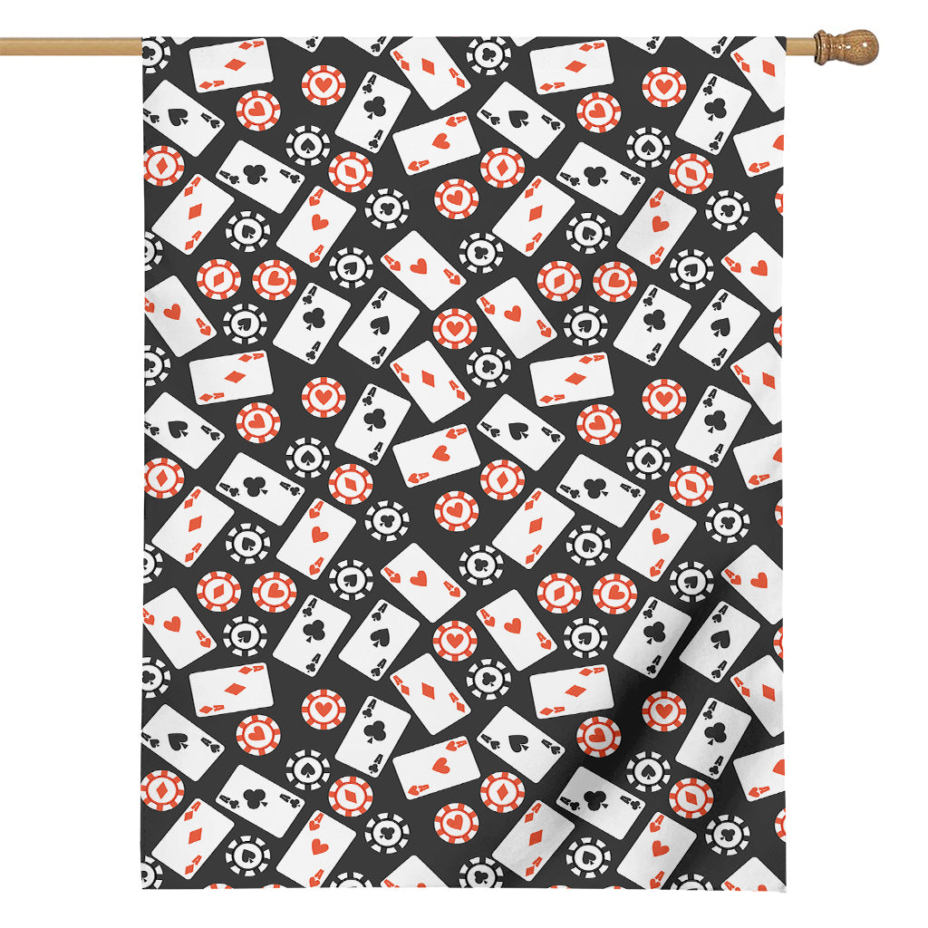 Casino Chip And Card Pattern Print House Flag