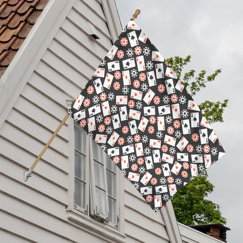 Casino Chip And Card Pattern Print House Flag