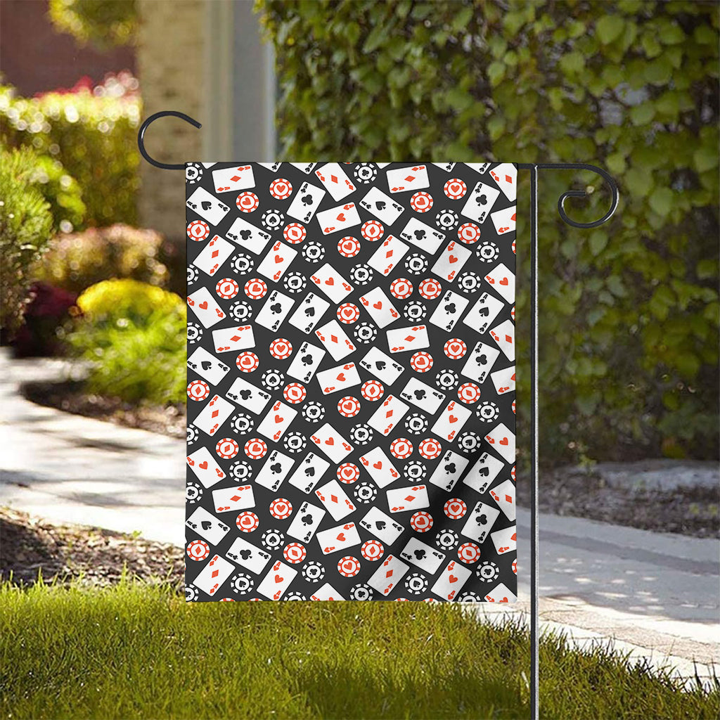 Casino Chip And Card Pattern Print House Flag