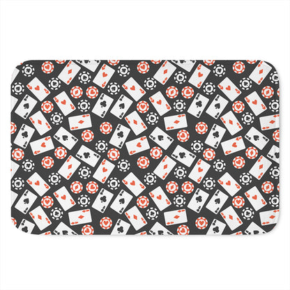 Casino Chip And Card Pattern Print Indoor Door Mat