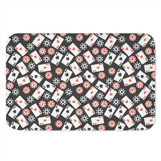 Casino Chip And Card Pattern Print Indoor Door Mat