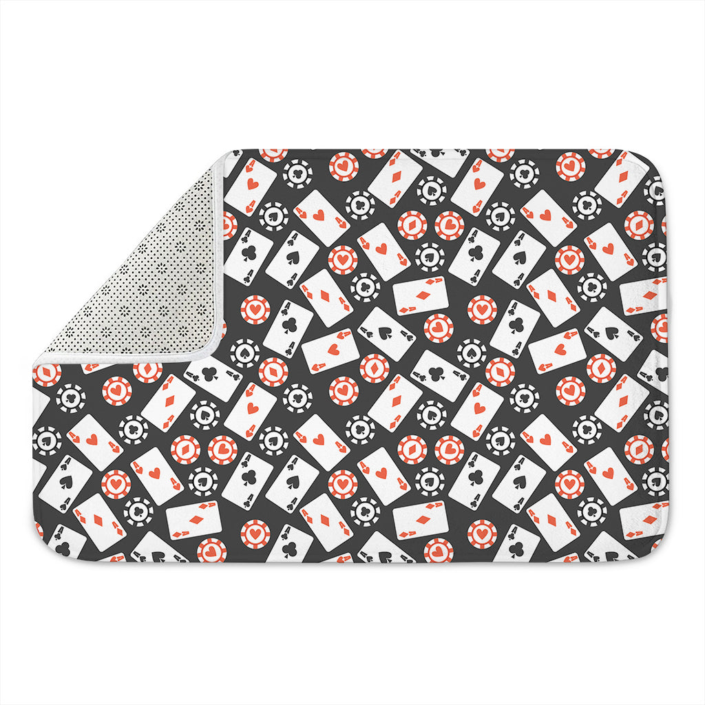 Casino Chip And Card Pattern Print Indoor Door Mat
