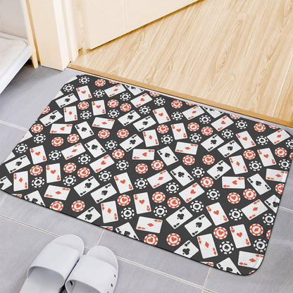 Casino Chip And Card Pattern Print Indoor Door Mat
