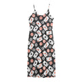 Casino Chip And Card Pattern Print Jersey Midi Cami Dress