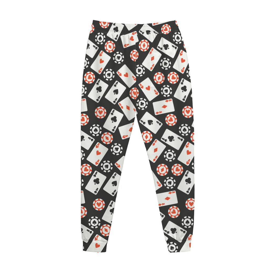 Casino Chip And Card Pattern Print Jogger Pants